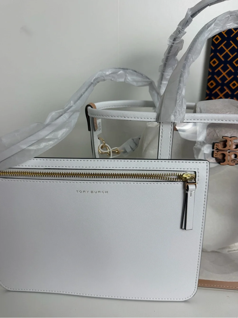 Tory Burch Clear Tote with White Leather Trim